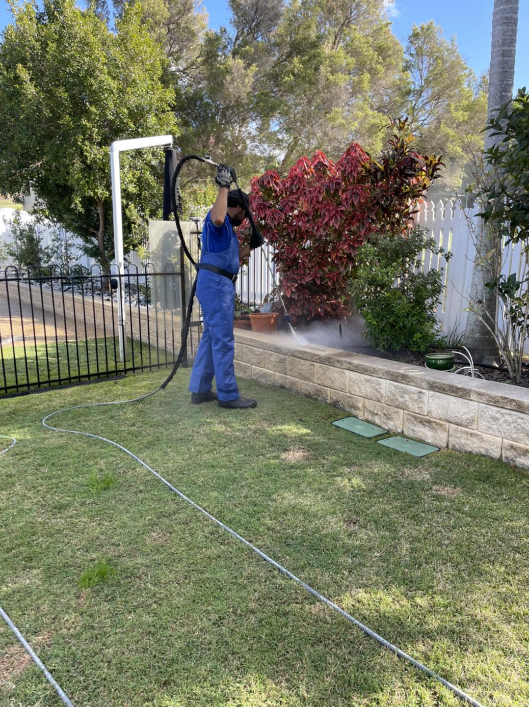 Wrightway Pressure Cleaning operator on site